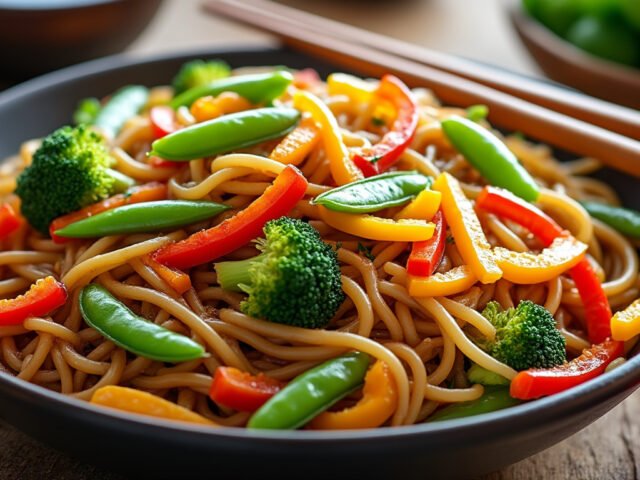 Nouilles sautées aux légumes et sauce soja