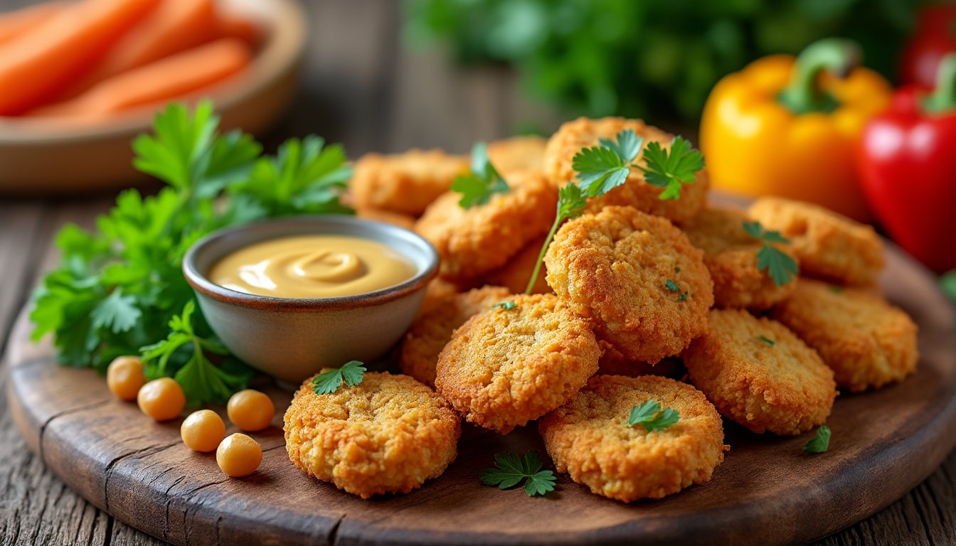 découvrez notre recette savoureuse de nuggets végétariens aux pois chiches ! parfaits pour un repas santé, ces nuggets croustillants sont riches en protéines et raviront petits et grands. idéal pour une alternative végétale, à servir avec vos sauces préférées.