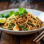 Pad thaï végétarien aux tofu et cacahuètes