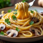 Pâtes aux champignons et crème de cajou