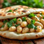 Pita aux haricots blancs et herbes fraîches