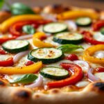 Pizza maison aux légumes grillés et mozzarella