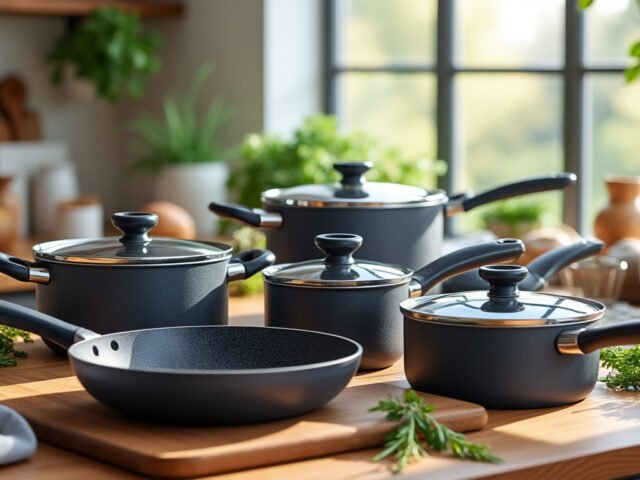 Poêles et casseroles Giether : une robustesse inégalée avec un revêtement en pierre anti-rayures