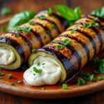 Roulés d’aubergines grillées et fromage frais