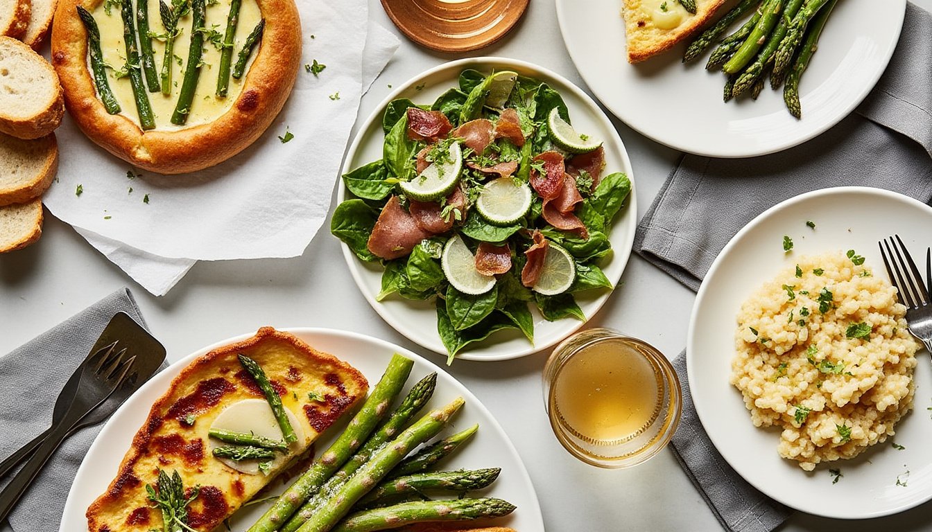 découvrez notre savoureuse salade d'asperges, parmesan et citron, un mélange rafraîchissant de saveurs printanières. parfaite en entrée ou en accompagnement, cette recette légère allie la tendresse des asperges, le goût riche du parmesan et l'acidité du citron pour un plat à la fois élégant et délicieux.