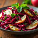 Salade de betterave râpée, pommes et vinaigre balsamique