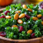Salade de chou kale, graines de courge et cranberries
