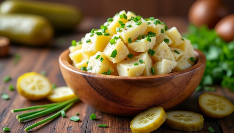 découvrez notre délicieuse recette de salade de pommes de terre, cornichons et ciboulette. une entrée fraîche et savoureuse, parfaite pour accompagner vos plats estivaux ou pour un pique-nique entre amis. savourez la combinaison croquante des cornichons et la douceur des pommes de terre, le tout rehaussé par la ciboulette aromatique.