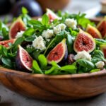 Salade de roquette, figues et chèvre frais