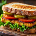 Sandwich au tofu fumé et cornichons