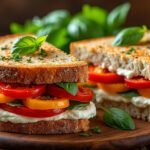 Sandwich aux poivrons rôtis et ricotta
