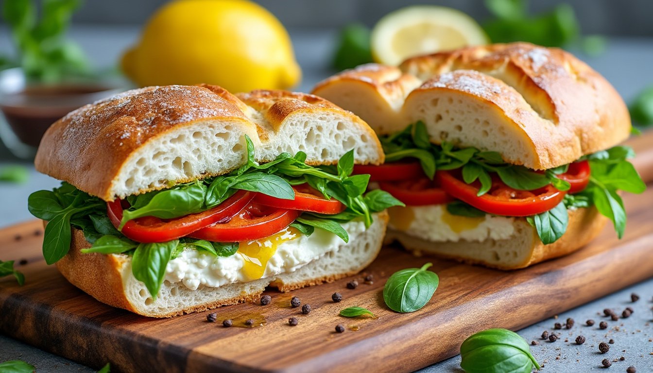 découvrez notre savoureux sandwich aux poivrons rôtis et ricotta, alliant la douceur crémeuse de la ricotta à la richesse des poivrons grillés. parfait pour un déjeuner léger ou un en-cas gourmet, ce sandwich délicieux ravira vos papilles avec ses saveurs méditerranéennes.