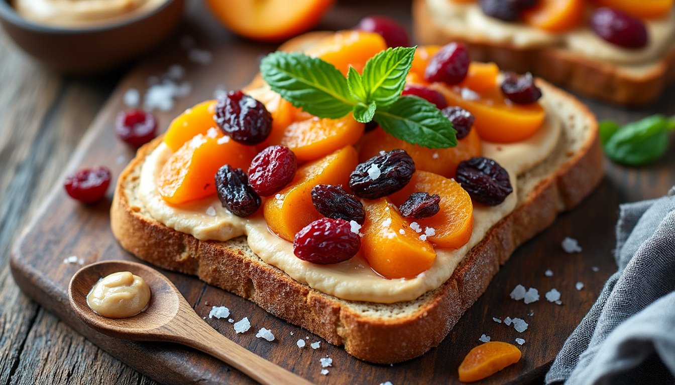 découvrez une délicieuse recette de tartines au beurre d'amandes agrémentées de fruits secs. une combinaison parfaite pour un petit-déjeuner sain et gourmand qui ravira vos papilles tout en vous apportant énergie et vitalité.