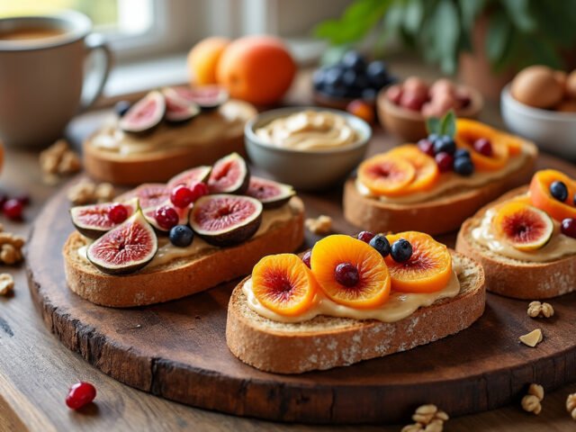 Tartines au beurre d’amandes et fruits secs