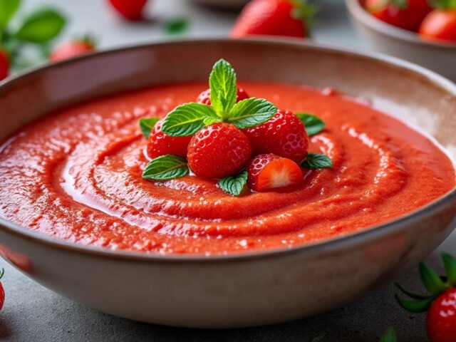 Velouté glacé de tomates et fraises