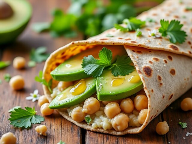 Wrap aux pois chiches écrasés et avocat