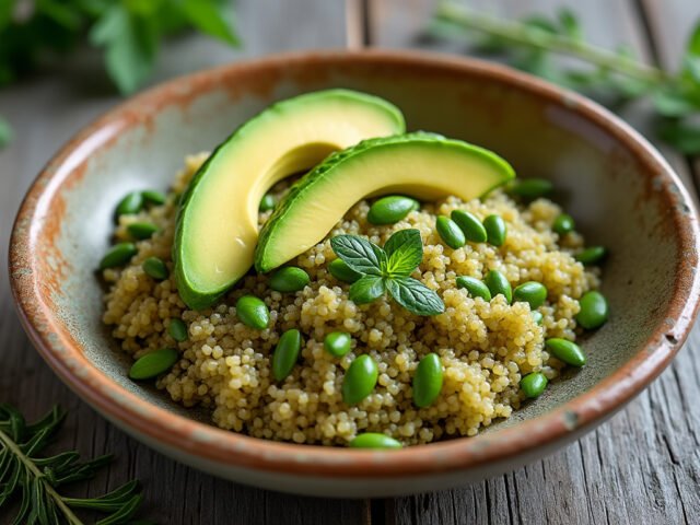 Bowl de quinoa, avocat et graines de courge