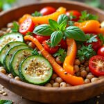 Buddha bowl aux pois cassés et légumes grillés