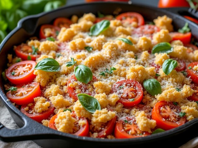 Crumble salé de tomates et parmesan
