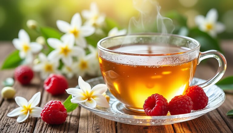 explorez les vertus apaisantes et délicieuses du thé blanc parfumé au jasmin et agrémenté de framboises. une infusion raffinée qui allie saveurs subtiles et bienfaits pour votre santé. laissez-vous séduire par ce mariage parfait pour une expérience gustative inoubliable.