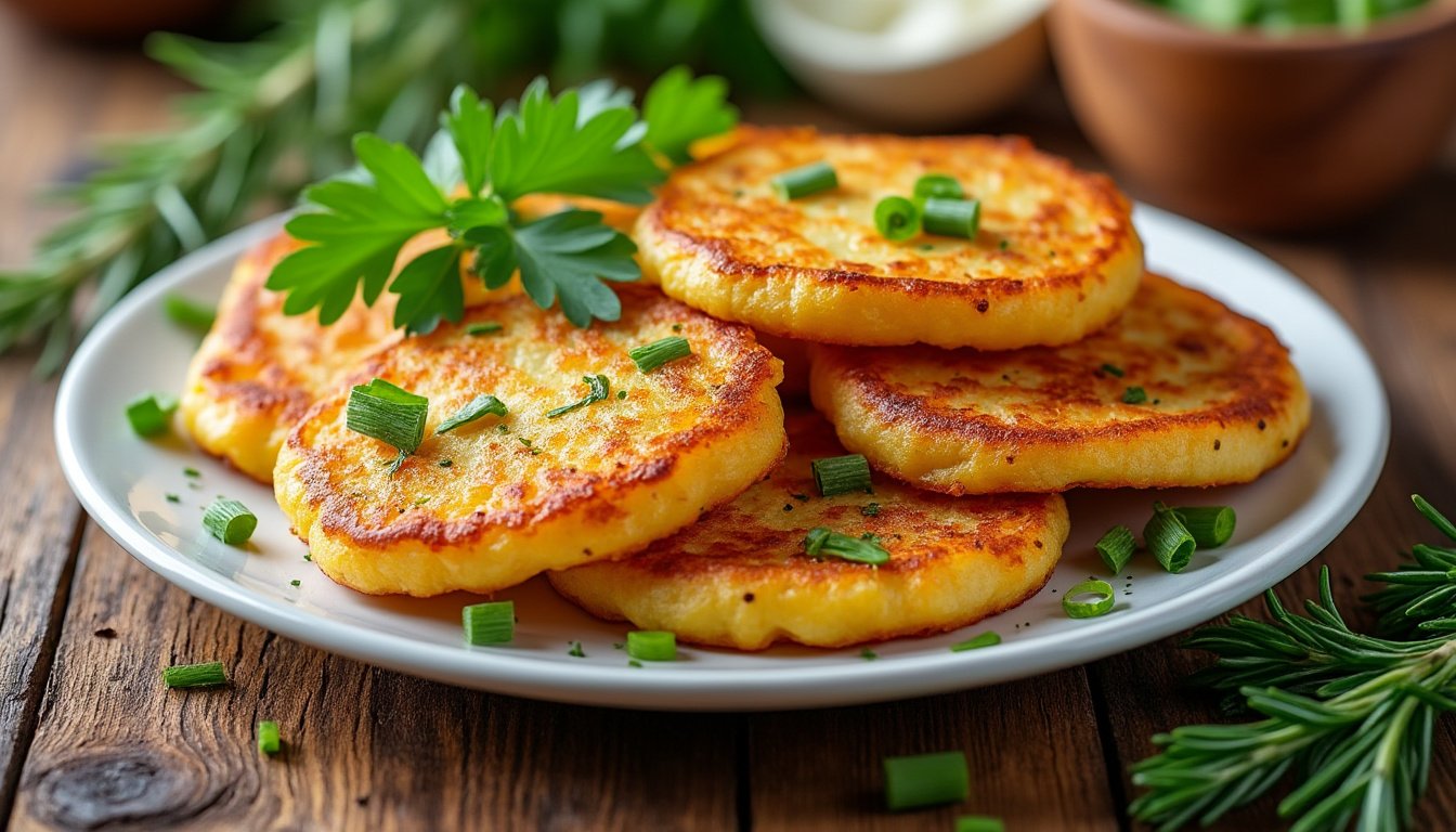 découvrez une délicieuse recette de galettes de pommes de terre aux herbes, parfaites pour accompagner vos plats ou pour un apéritif savoureux. faciles à préparer, ces galettes croustillantes seront appréciées par toute la famille !