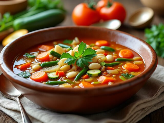 Minestrone aux légumes et haricots blancs