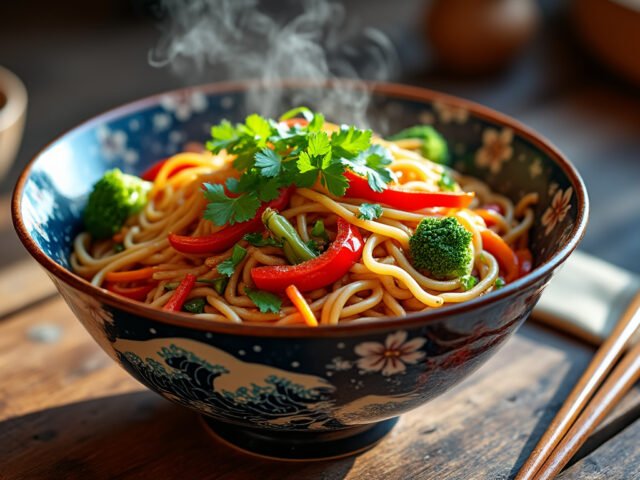 Nouilles udon sautées aux légumes et sauce soja