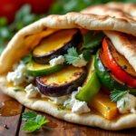 Pain pita aux légumes rôtis et fromage frais