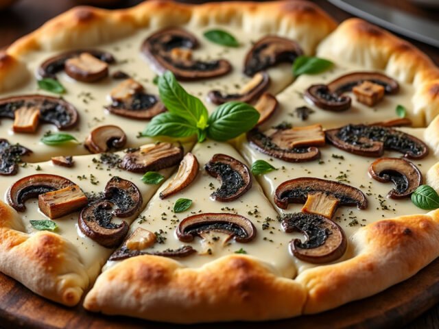 Pizza blanche aux champignons et truffe