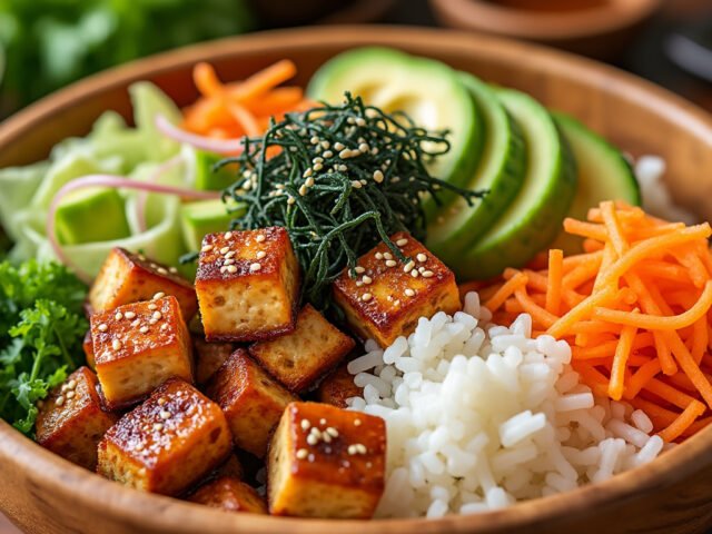 Poke bowl au tofu et légumes marinés