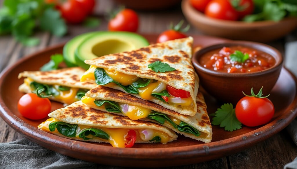 découvrez la recette délicieuse et facile des quesadillas aux légumes et fromage, un plat savoureux qui ravira vos papilles. parfait pour un repas rapide ou une soirée entre amis, ces quesadillas croustillantes sont garnies de légumes frais et de fromage fondant.