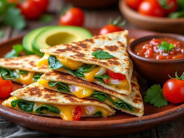 Quesadillas aux légumes et fromage