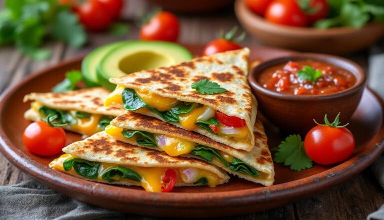 découvrez la recette délicieuse et facile des quesadillas aux légumes et fromage, un plat savoureux qui ravira vos papilles. parfait pour un repas rapide ou une soirée entre amis, ces quesadillas croustillantes sont garnies de légumes frais et de fromage fondant.