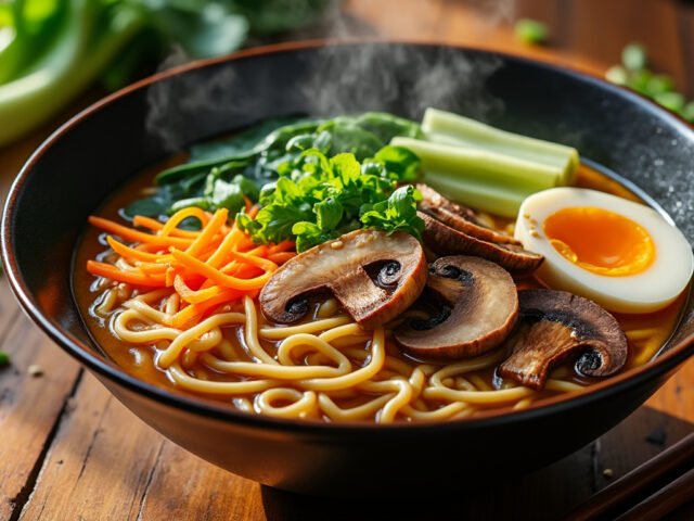 Ramen végétarien au miso et champignons
