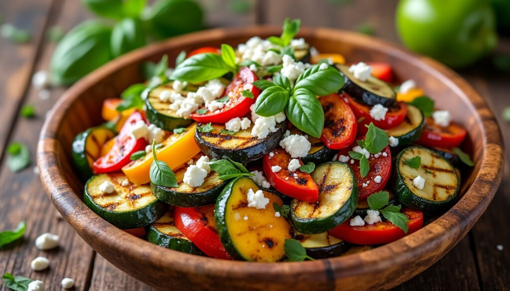 découvrez notre savoureuse salade de légumes grillés et feta, un mélange coloré de légumes frais et de fromage crémeux, parfait pour une entrée légère ou un plat principal. idéale pour les repas d'été, cette recette saine et délicieuse ravira vos convives et éveille les papilles.
