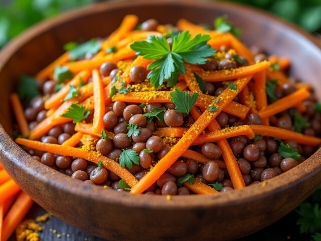 Salade de lentilles corail, carottes et curcuma
