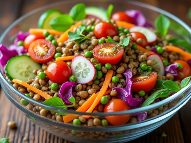 Salade de lentilles et crudités