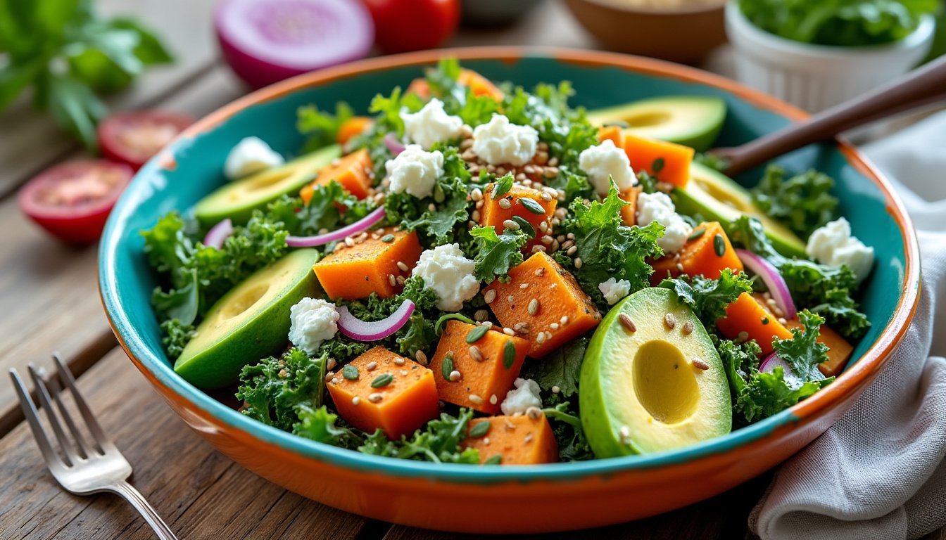 découvrez une délicieuse salade de patates douces et avocat, alliant douceur et crémeux dans une recette saine et colorée. parfaite pour vos repas d'été ou comme accompagnement gourmand.