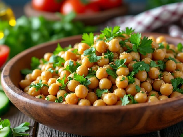 Salade de pois chiches, cumin et coriandre