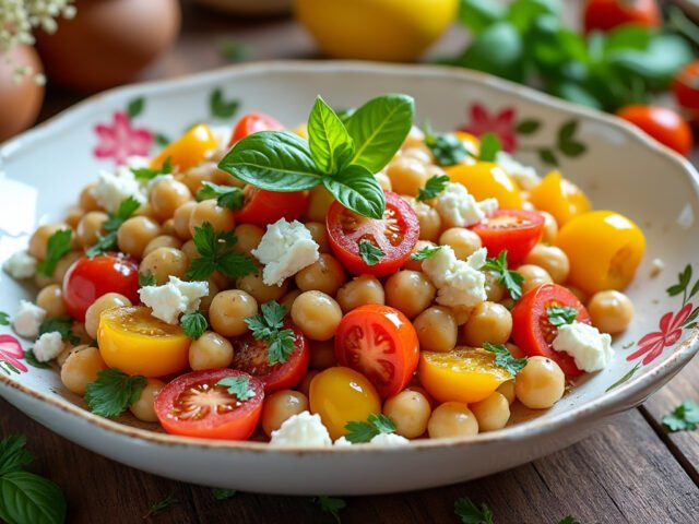 Salade de pois chiches, tomates et feta