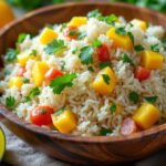 Salade de riz basmati, mangue et coriandre