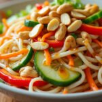 Salade de vermicelles de riz, cacahuètes et sauce soja