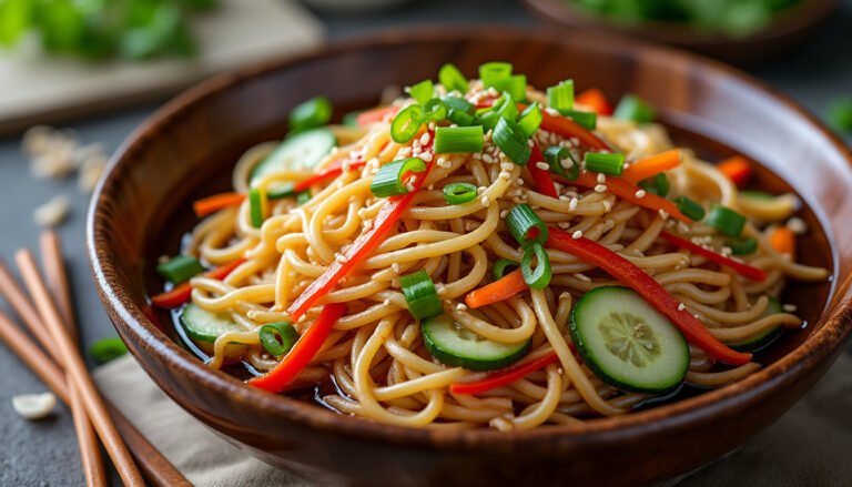 découvrez une délicieuse salade de vermicelles, idéale pour l'été ! composée de vermicelles délicats, de légumes croquants et arrosée d'une sauce soja savoureuse, cette recette rapide et légère ravira vos papilles et apportera une touche asiatique à vos repas.