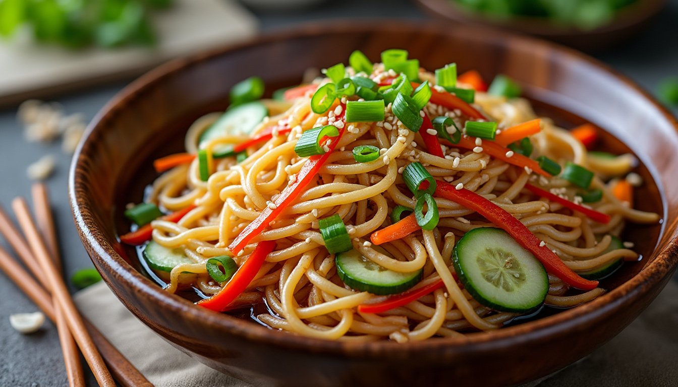 découvrez une délicieuse salade de vermicelles, idéale pour l'été ! composée de vermicelles délicats, de légumes croquants et arrosée d'une sauce soja savoureuse, cette recette rapide et légère ravira vos papilles et apportera une touche asiatique à vos repas.