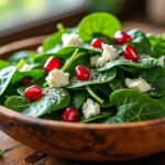 Salade d’épinards, feta et graines de grenade
