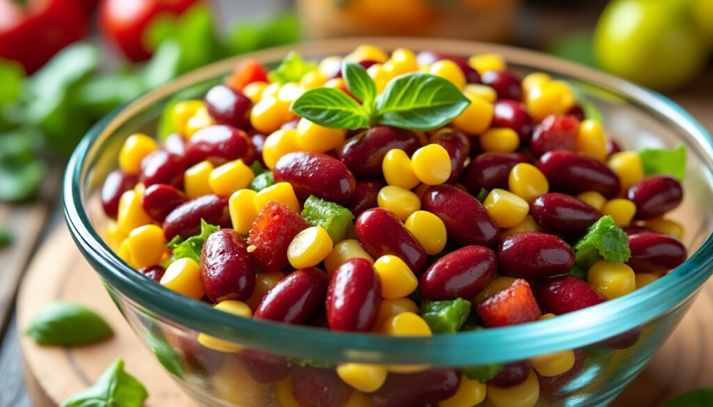 découvrez notre délicieuse salade d'haricots rouges et maïs, un mélange coloré et savoureux parfait pour vos repas d'été. riches en protéines et en fibres, cette recette saine et fraîche ravira vos papilles tout en ajoutant une touche vitaminée à vos plats.