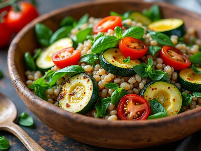 Salade d’orge et courgettes rôties