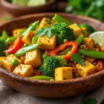 Sauté de tofu et légumes au curry jaune