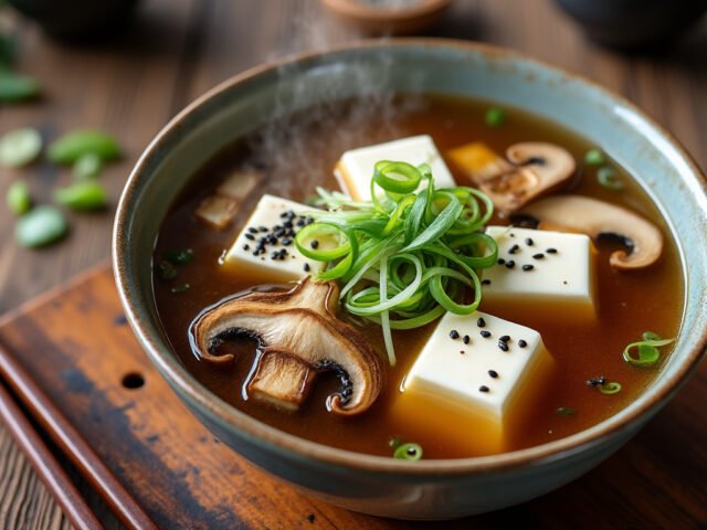 Soupe miso aux champignons et tofu