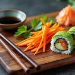 Sushi végétarien aux avocats et carottes